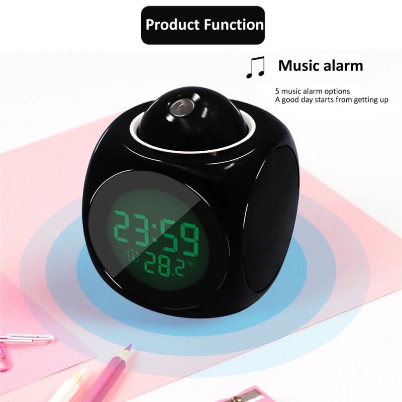 Creative Projection Digital Lcd Snooze Clock Bell Alarm Display Backlight Led Projector Home Clock