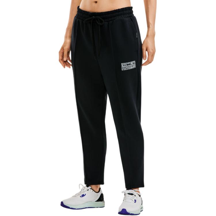 Under Armour Solid Color Lace-Up Straight Leg Casual Sports Pants Women Pants Black 1379066-001