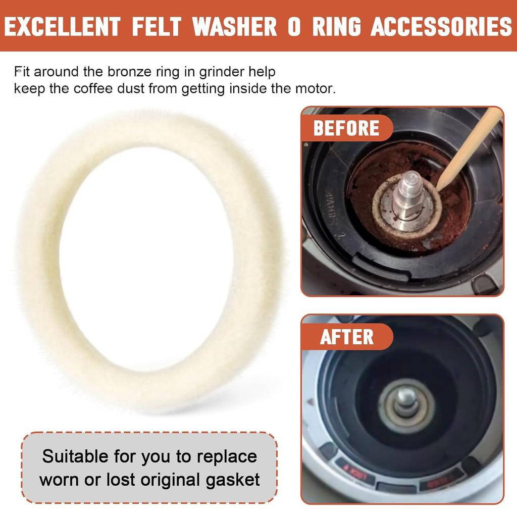 Felt Washer Lower Burr BES870XL for Breville Espresso Machine Grinders, SP0001575 Replacement Accessories for Breville Barista Express