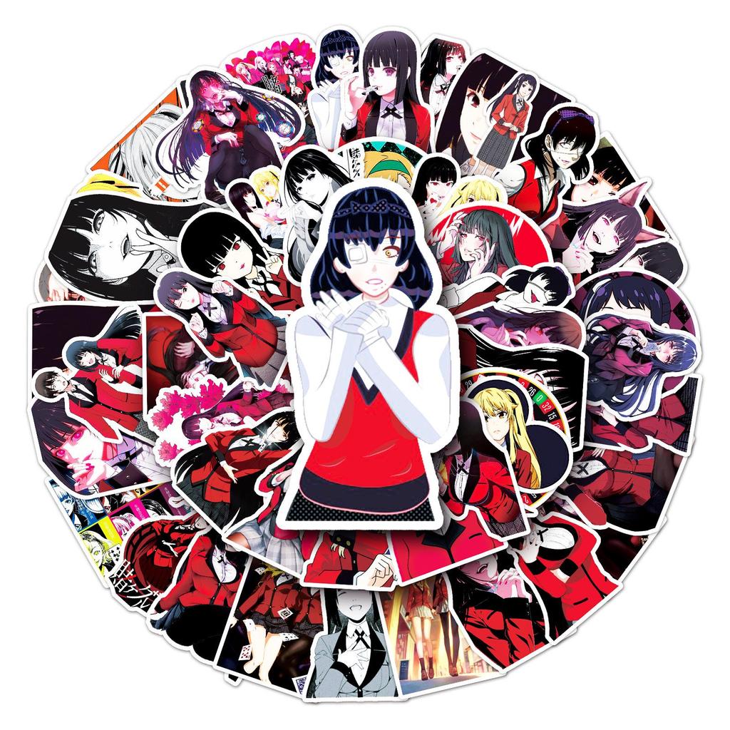 50 Japanese Anime Kakegurui Stickers for Notebook, Water Bottle, Suitcase, Car - Waterproof Cartoon Decor