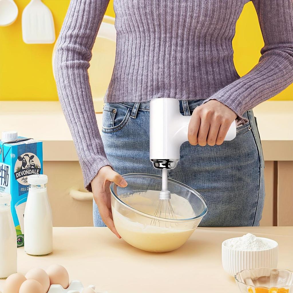 1pc Handheld Electric Eggbeater & Whisk - USB Rechargeable, Cordless, Portable, Lightweight, Easy-to-Use Hand Mixer for Baking Cakes, Cookies, Muffins