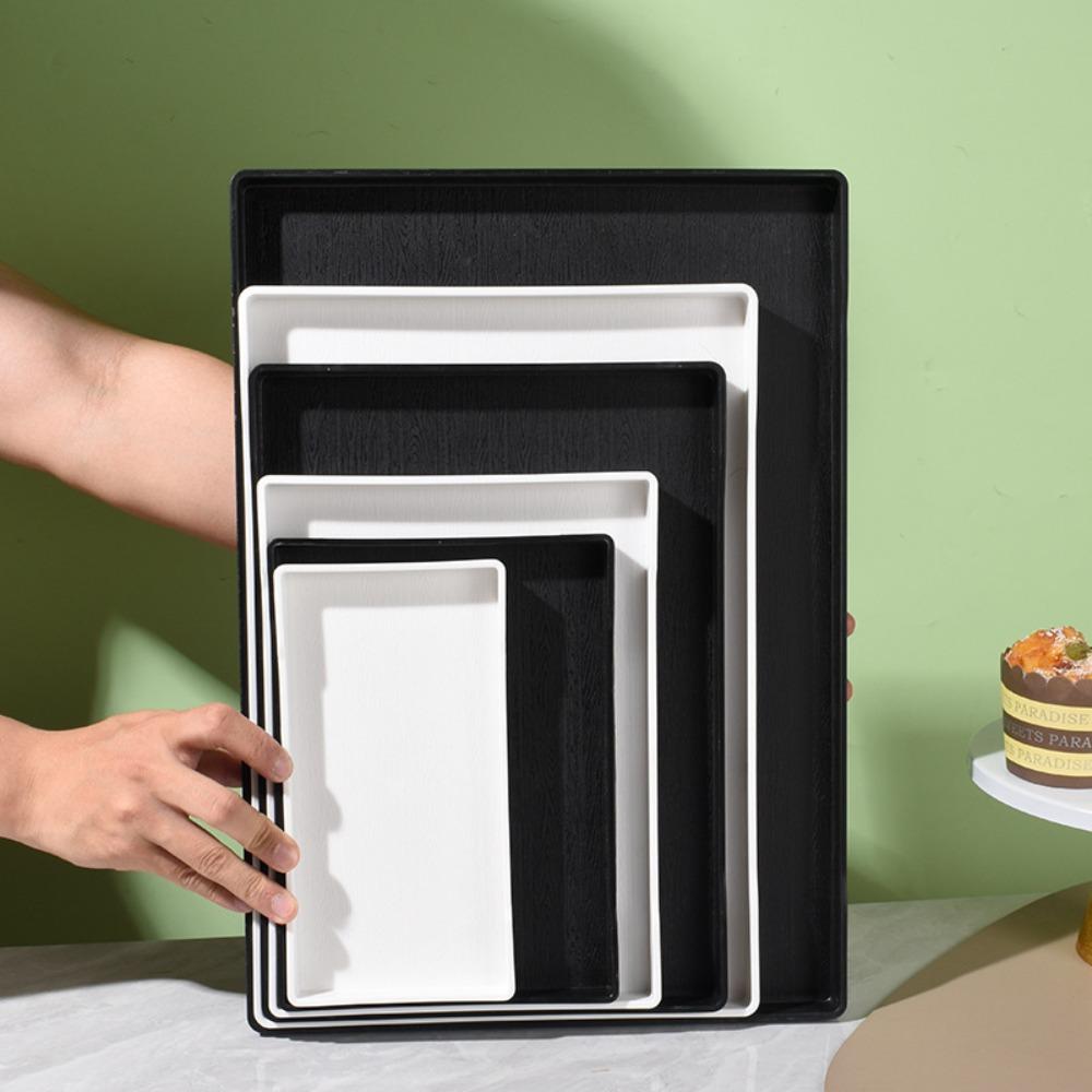 Rectangle Serving Trays Black White Bed Table Tray New Large Plastic Tray  Kitchen