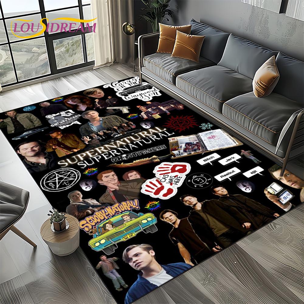 3D SPN Supernatural Sign Dean Sam Carpet Rug for Living Room Bedroom Home Sofa Decoration,Kids Play Area Rug Non-slip Floor Mat