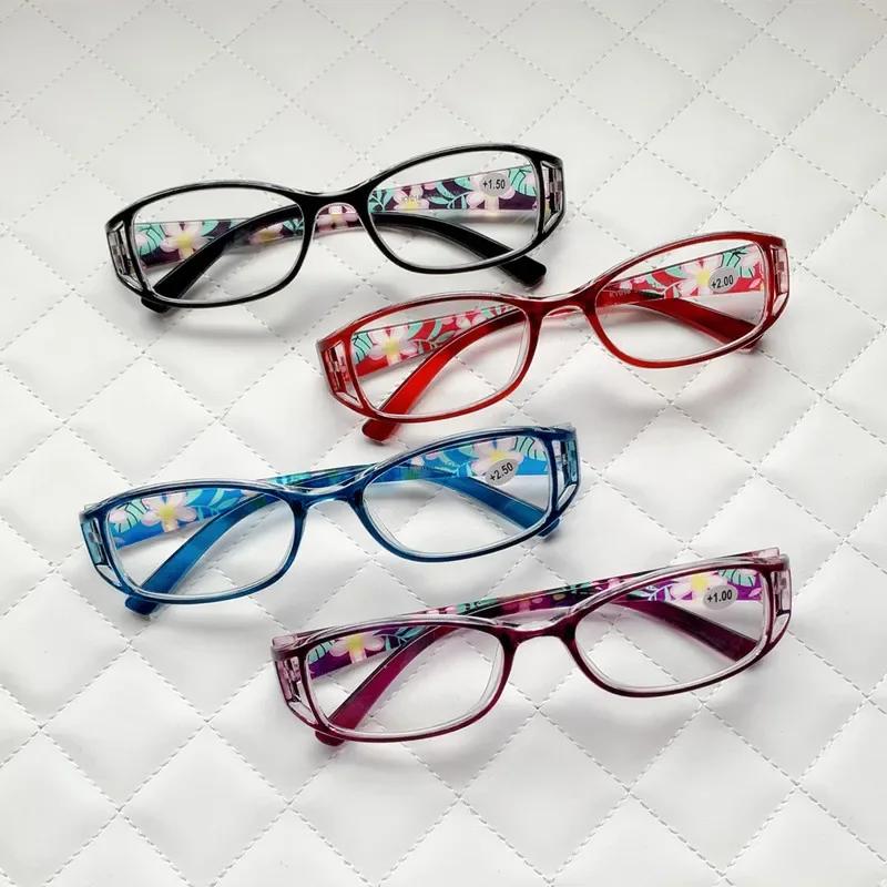 Women'S Color Printed Elderly Glasses Elegant And Comfortable Hd Anti-Blue Light Reading Glasses Fashion Goggles Diopter To +4.0