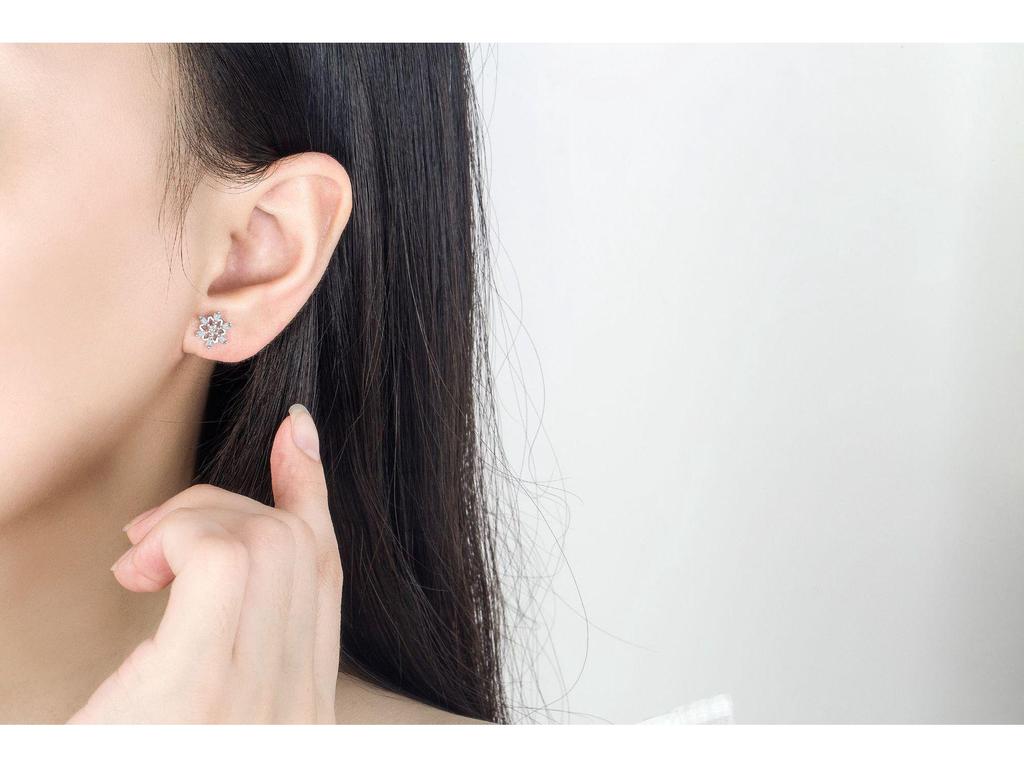 Romantic Snowflake Zircon Stud Earrings - Women's Elegant Charm with Inlaid Diamond and Leaf Design