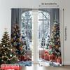 2pcs 2D Flat Printing Merry Christmas Drapes Winter Christmas Tree Snow Holiday Polyester Without Electricity Family Party for