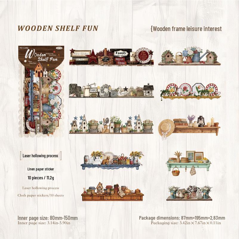 MòMòBái Kraft Paper Retro Cat Stickers Pack - Warm Home Party Series, 10 Sheets, 6 Styles.