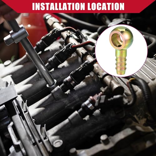 Hihaha Ball Head Oil Pipe Fittings/Fuel Pipe Joint Adapter for Car Motorcycle / 14mm Inner Diameter 12mm Outer Diameter/Bronze Color, Set of 4