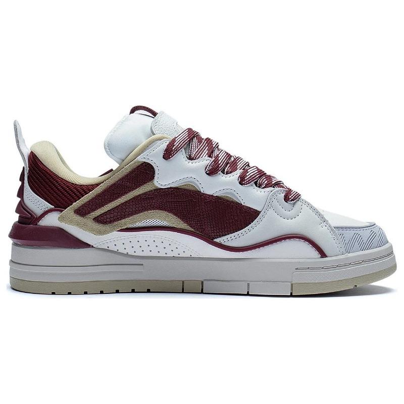 Li-Ning Weiwu Golden Men's Skate Shoes White Red, Non-slip and Durable AECS073-6