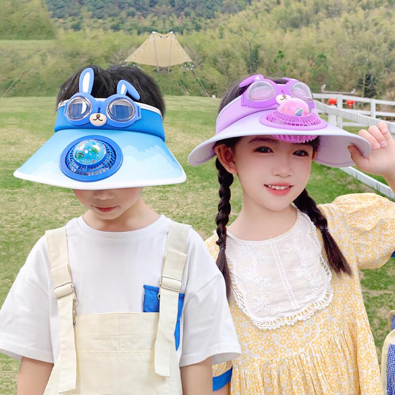Kids Cartoon Sun Visor Hat with Fan
