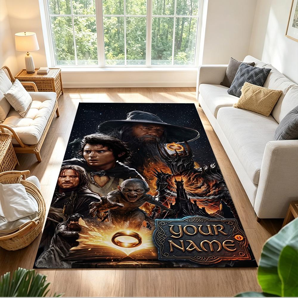 Lord Rings Customized Name Floor Rug Office Rug Design for Balcony Living Rooms Bedrooms Kitchen Antislip Carpet Anime Office Decor