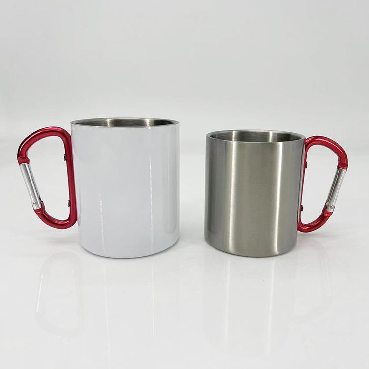 Portable Stainless Steel Cups for Outdoor Adventures-Sublimation Blank Handle Carabiner for Camping Backpacking Hiking