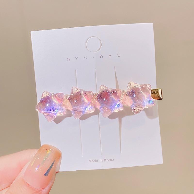 Nová módní gradientní hvězdná sponka do vlasů pro ženy Korejská roztomilá lesklá Y2K stříbrná kovová boční ofina klip BB klip Dívčí vlasové doplňky