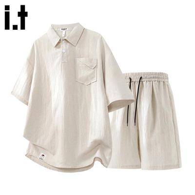 CHOCOOLATEit Men's Tencel Linen Polo Short Set