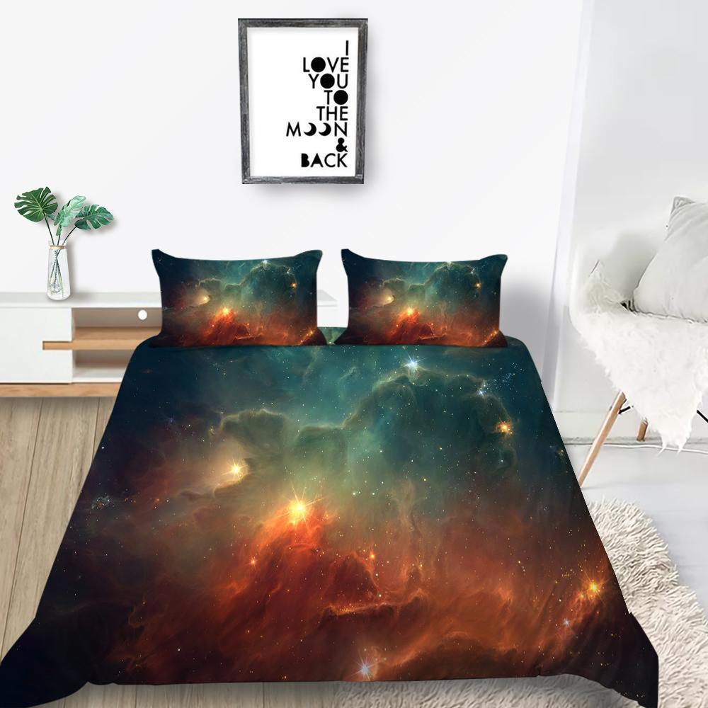 Star Printing Bedding Single Double Bed Full Size 3D Microfiber Universe Printing Pillowcase and Quilt Cover 2/3 Comfortable Home Decoration