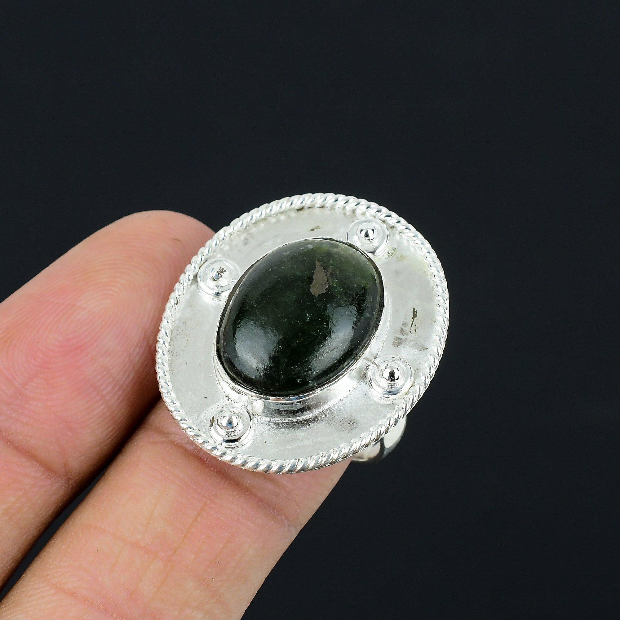 

Friendship Day Sale Green Aventurine Gemstone Statement Ring Jewelry 925 Silver 9