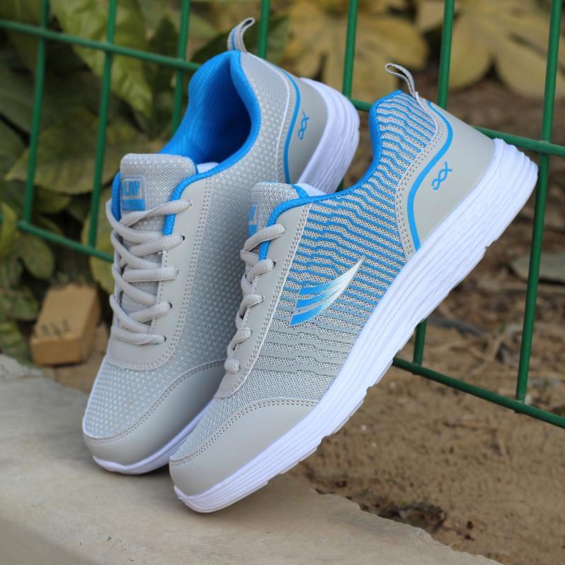 Prodyšná síťovina Dámská běžecká obuv Lehká měkká podešev Boty pro volný čas Plochá vycházková obuv