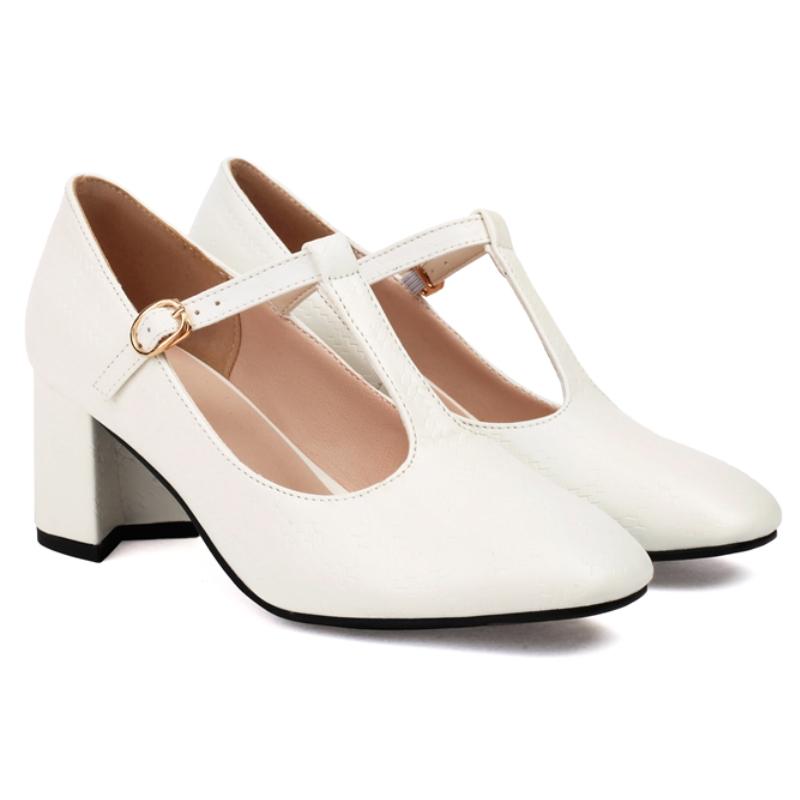 Classic High Heels Mary Janes Shoes Luxury Gold Silver Women's Heeled 2024 New T-strap Spring Pumps Wedding Party Dance Shoes