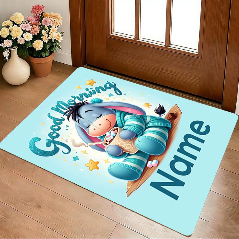 Custom Name Winnie Pooh Party Living Room Non-Slip Area Rug Soft Carpet for Bedroom Kids Playroom Sofa Office Home Decor Doormat