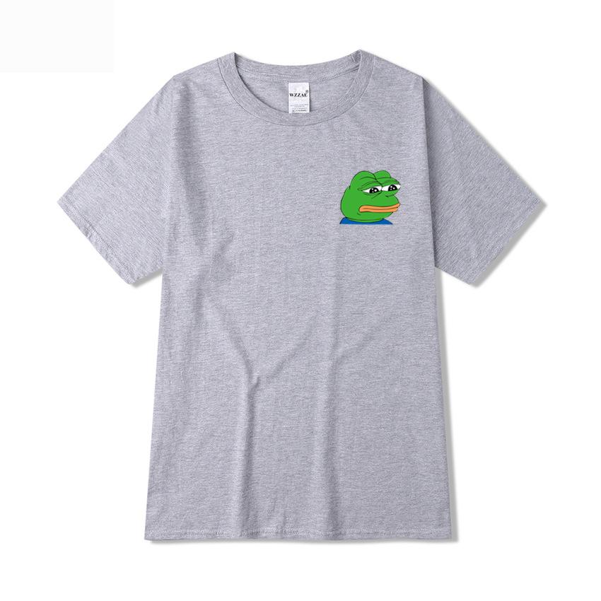 Summer Men T-Shirt Sad Frog Mens Clothing Printed Funny T Shirts Casual Short Sleeve Tops Cotton Tee Shirt For Man Loose Tshirt