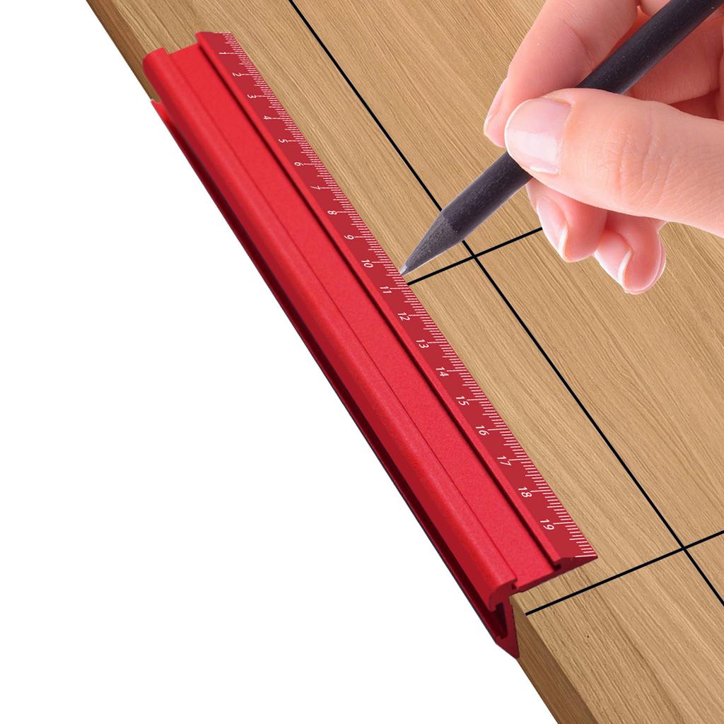 Precision Metric & Imperial Marking V-Ruler,Carpentry Paint Line Ruler - Woodworking Parallel/Vertical Line Scribe Marking Gauge
