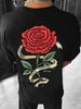 Unisex Sommer Baumwolle Rote Rose Gewickeltes Band Bedrucktes T-Shirt Atmungsaktiv Groß Lässig Locker T-Shirt Kurzarm