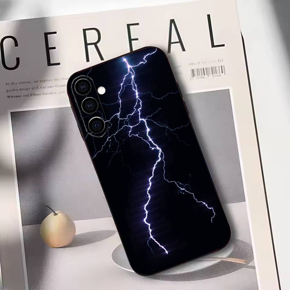 Lightning Realistic Aesthetic Phone Case For Samsung Galaxy A73,A72,A71,A70,A53,A52,A51,Others Soft Black Cover