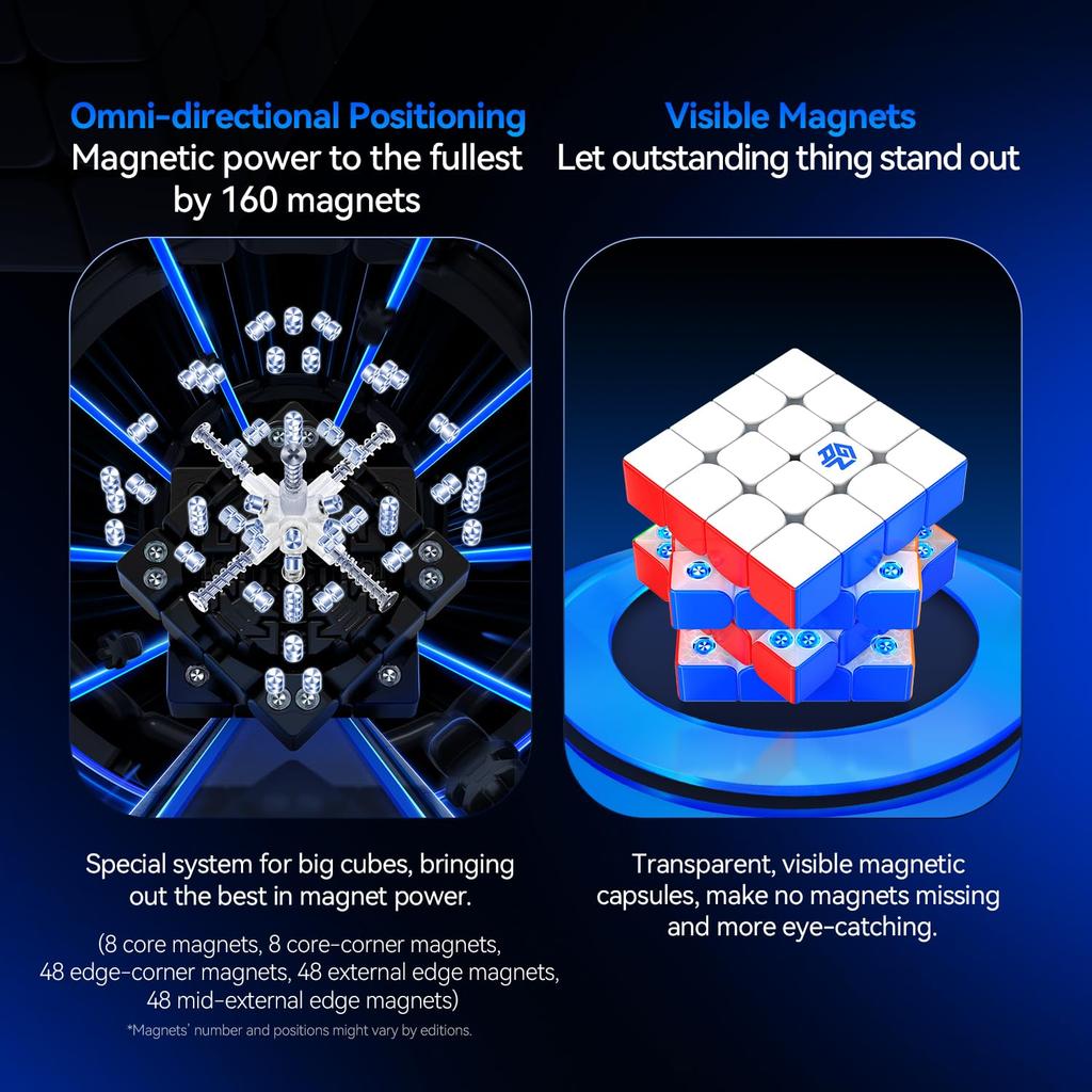 GAN460 M v2 Official GAN Cube Stickerless GAN460 M v2 4x4 Competition Magnetic Cube Easy to Turn Magic Cube (UV)