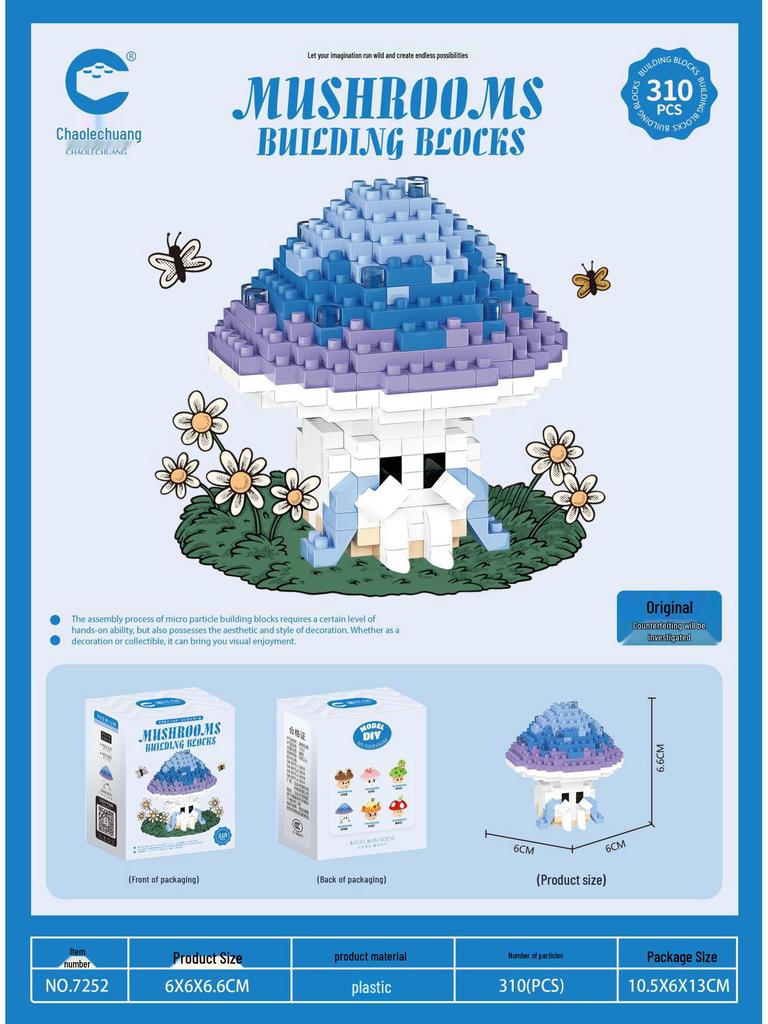 New Mushroom Rabbit Model 7249-7254: Cute Micro-Particle Toy Building Blocks