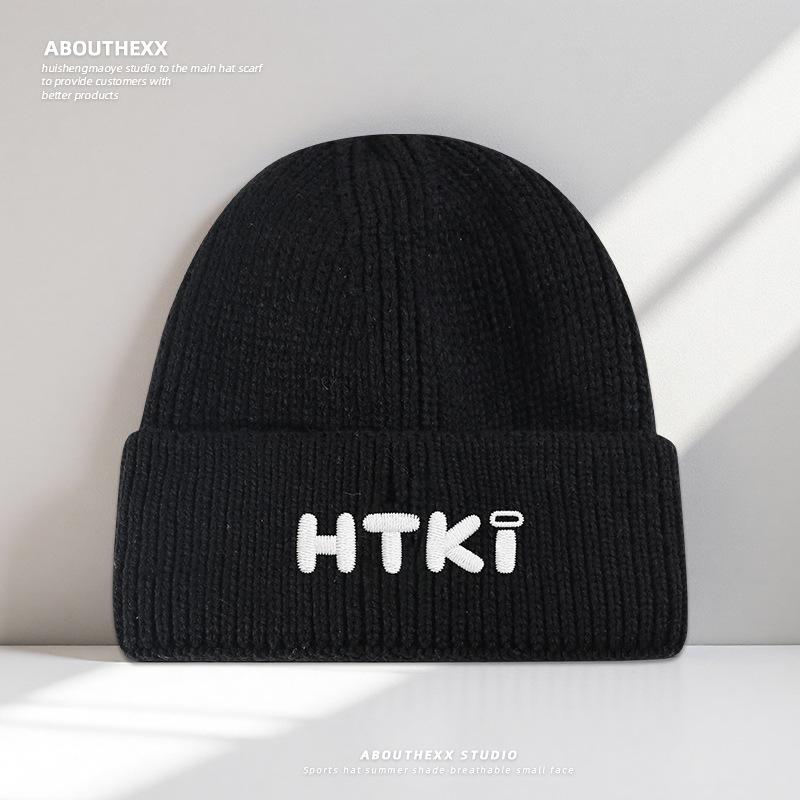 Autumn and Winter Warm Woolen Hat for Women with Letter Embroidery Outdoor Casual Ear Protection Woolen Hat Korean Version Versatile Knitted Cold Hat