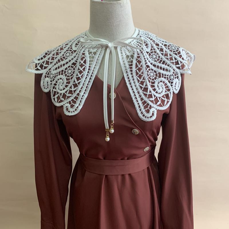 Elegant Sweet Embroidery Shawl Detachable Fake collar Dress Decorative Collar Hollowed Out Scarf Shoulder Straps