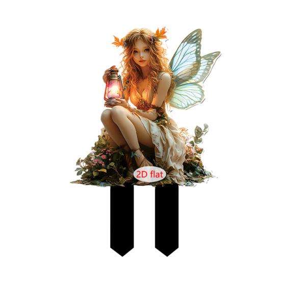 Fairy Garden Stake with Lantern 2D Acrylic Elf A