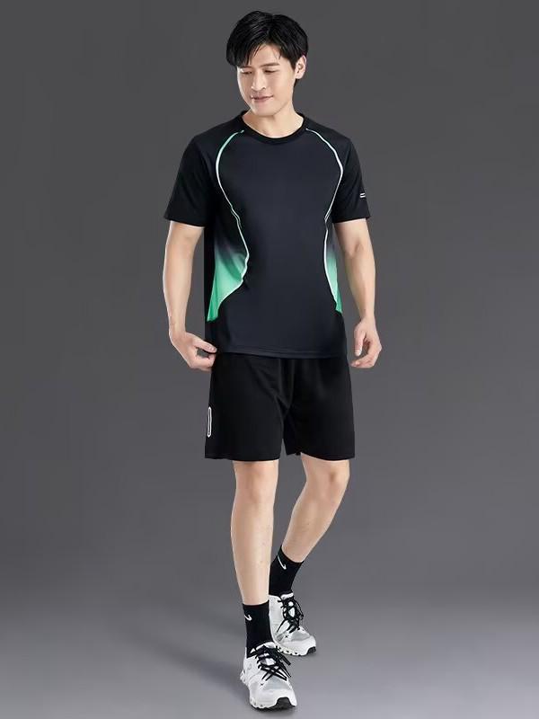 Men's Summer Fitness Sports Suit: Ice Silk Quick-Dry T-Shirt and Breathable Training Shorts.