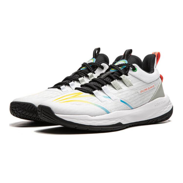 Li Ning Kinder Long Fist V3 Vielseitige Einfache Rebound Low Top Basketballschuhe Kinder Sneaker Weiß YKBU066-3