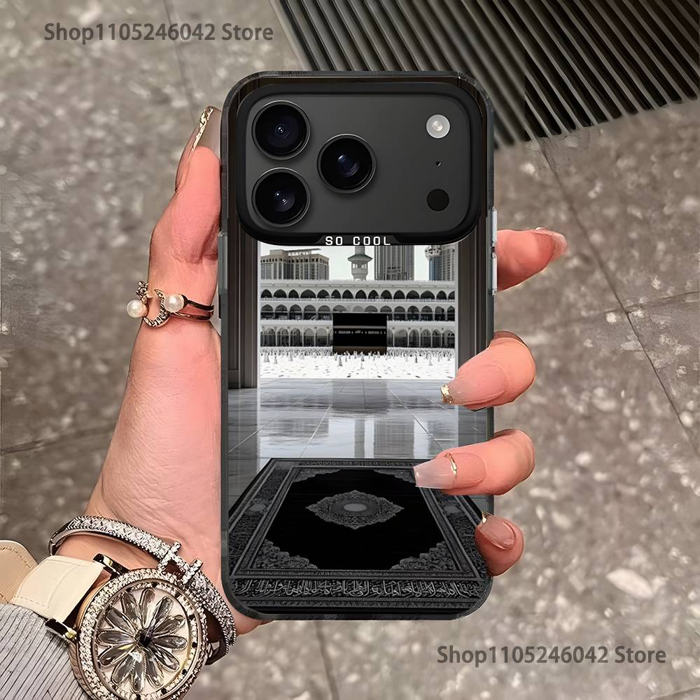 

Moslem and kaaba For iPhone 17,16,15,14,13,12,11,Pro,MAX Black Candy Matte Cover iPhone15PRO