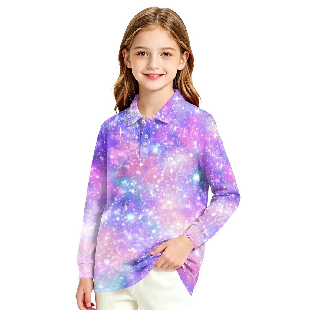 Girls' School Uniform Long Sleeve Blouse Casual Dress Shirt for