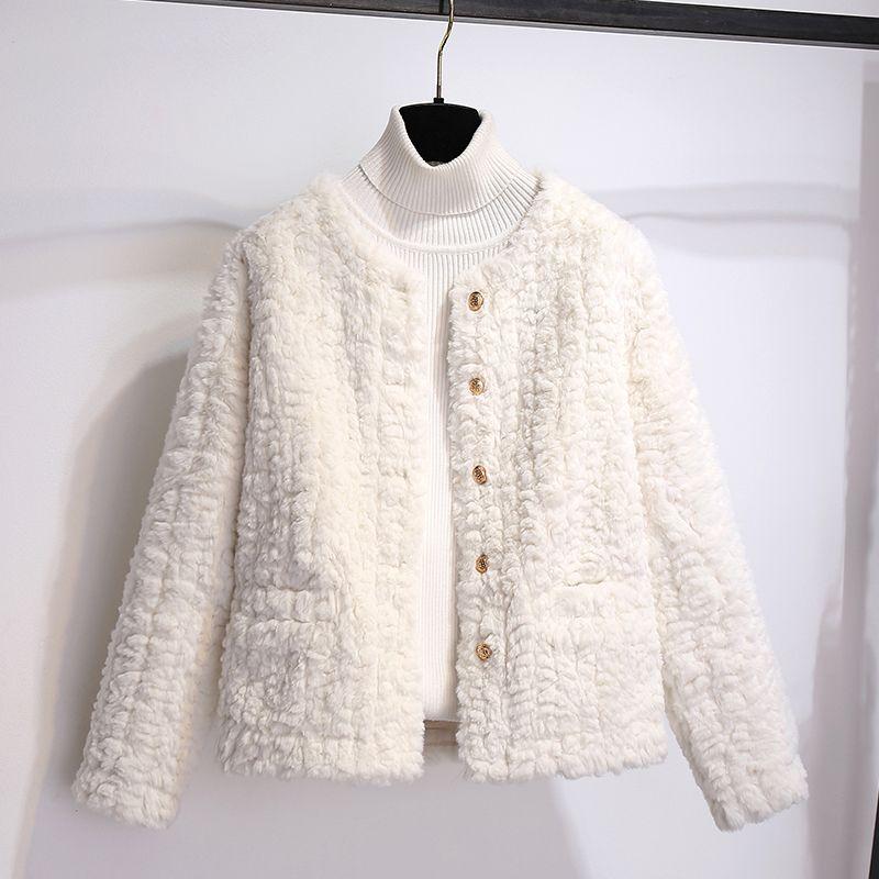 Little Lamb Fur Coat Women's Autumn and Winter Fur One-piece Short Jacket