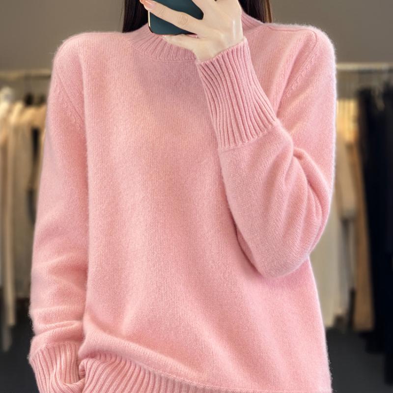 Thickened Half-high Neck Sweater for Women In Autumn and Winter New Simple and Versatile Cashmere Knitted Sweater Warm Base Shirt