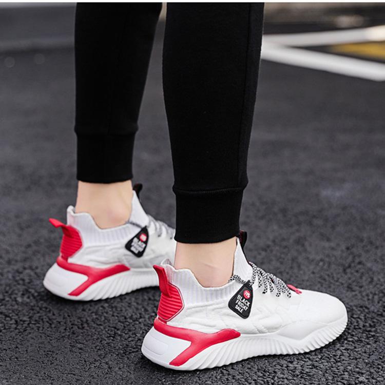 Men's Flyknit Sports Shoes Casual Mesh Breathable Single Shoes Front Lace Up Sneaker Lightweight Running Shoes 39-44