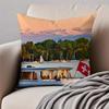 1PCS Classical LLake Zurich Cushion Cover Pillowcase Antidustmite Invisible Zipper Short Plush Sofa Cushion
