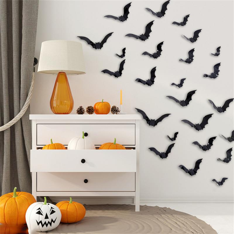 Halloween Wall Sticker Eye-catching Mystery Bat Sticker Trend Creative Holiday Decorations Scene Layout Stickers Festive Unique