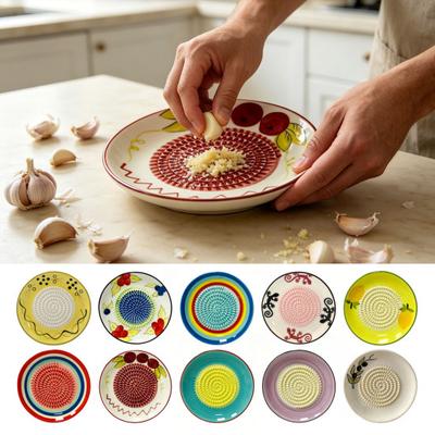 Ceramic Garlic Grater Bowl, Multifunctional Ginger Mincer Plate for Food, Spanish Tomato Roaster Dish, Kitchen