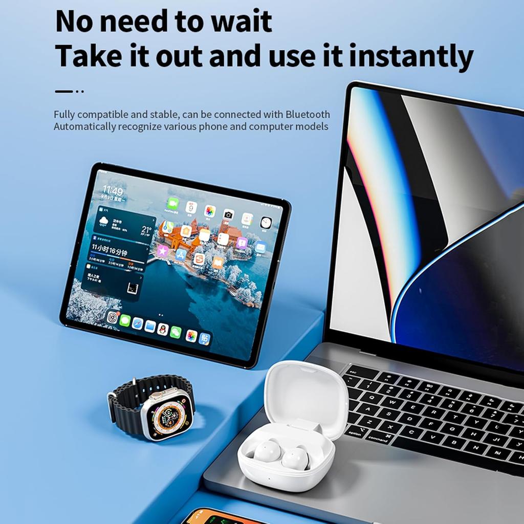 Touch Screen Invisible Small Mini Earbuds Wireless Bluetooth 5.4 Discreet Hidden Headphones for Work, Active Noise Cancelling Earphone Touchscreen