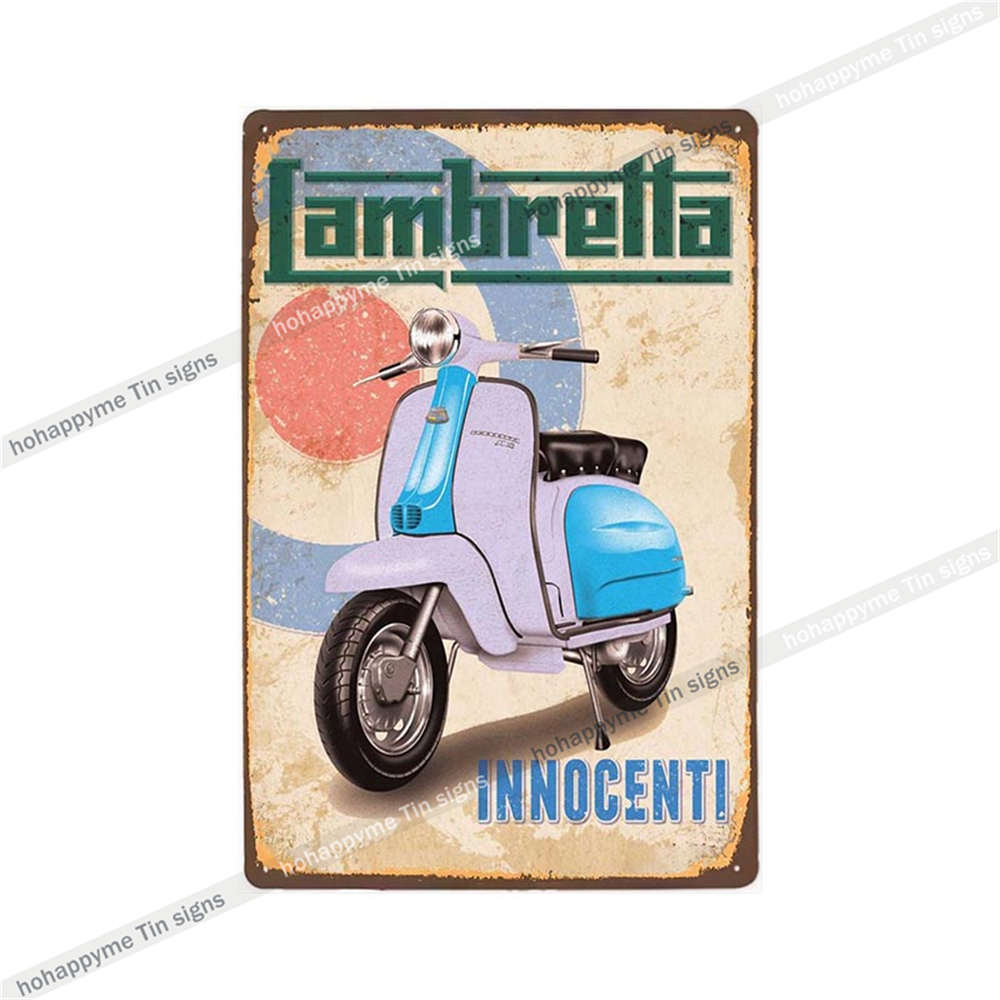 Lambretta Motor Vintage Metal Sign Plaque Decoration Motorcycle Garage Bar Wall Art Poster Plate Home Decor 20x30cm