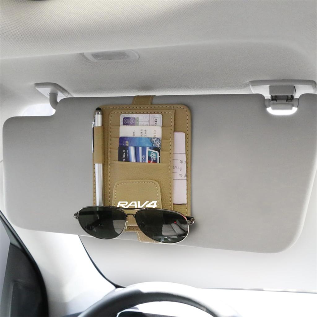 InnoWave Sun Visor Pocket, Compatible RAV4 Love Four Sun Visor, Storage, In-Car Multi-functional Car Storage, Car Glasses Clip, Black