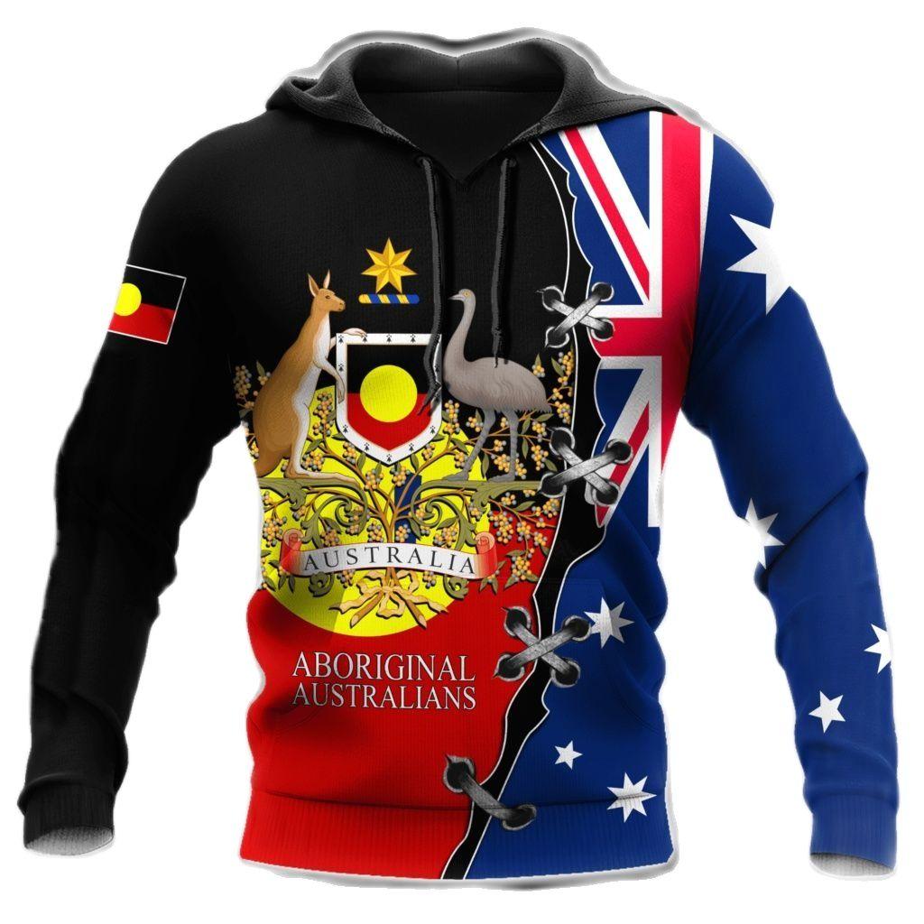 Jesienne bluzy z kapturem z nadrukiem flagi Australii 3D Modne Casualowe Sportowe z Długim Rękawem Męskie Bluzy z Kapturem