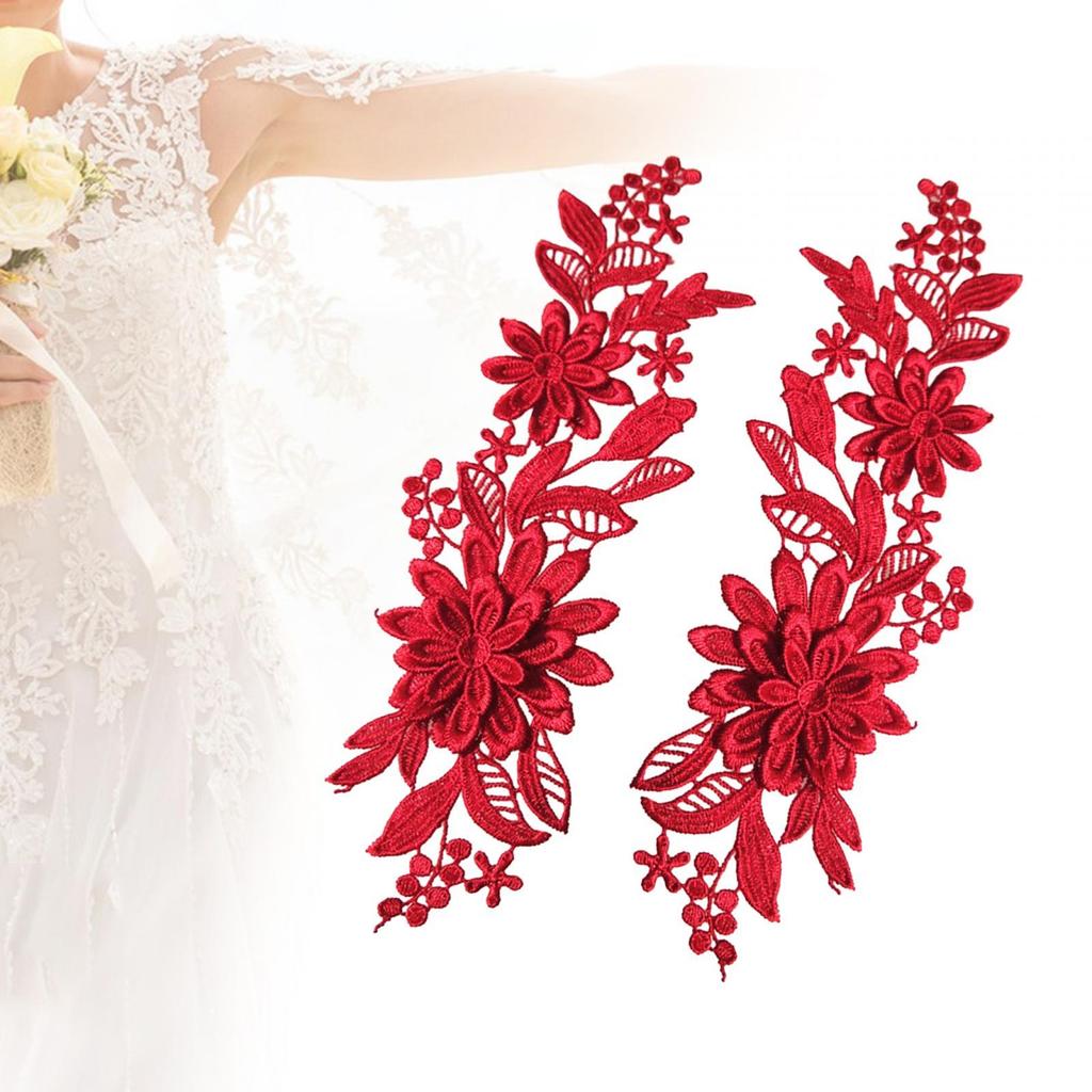 1 Par Aplique de Encaje Parches de Encaje Aplique Bordado de Flores para Vestido de Novia Ropa Chaquetas Diy Accesorios de Novia Suministro