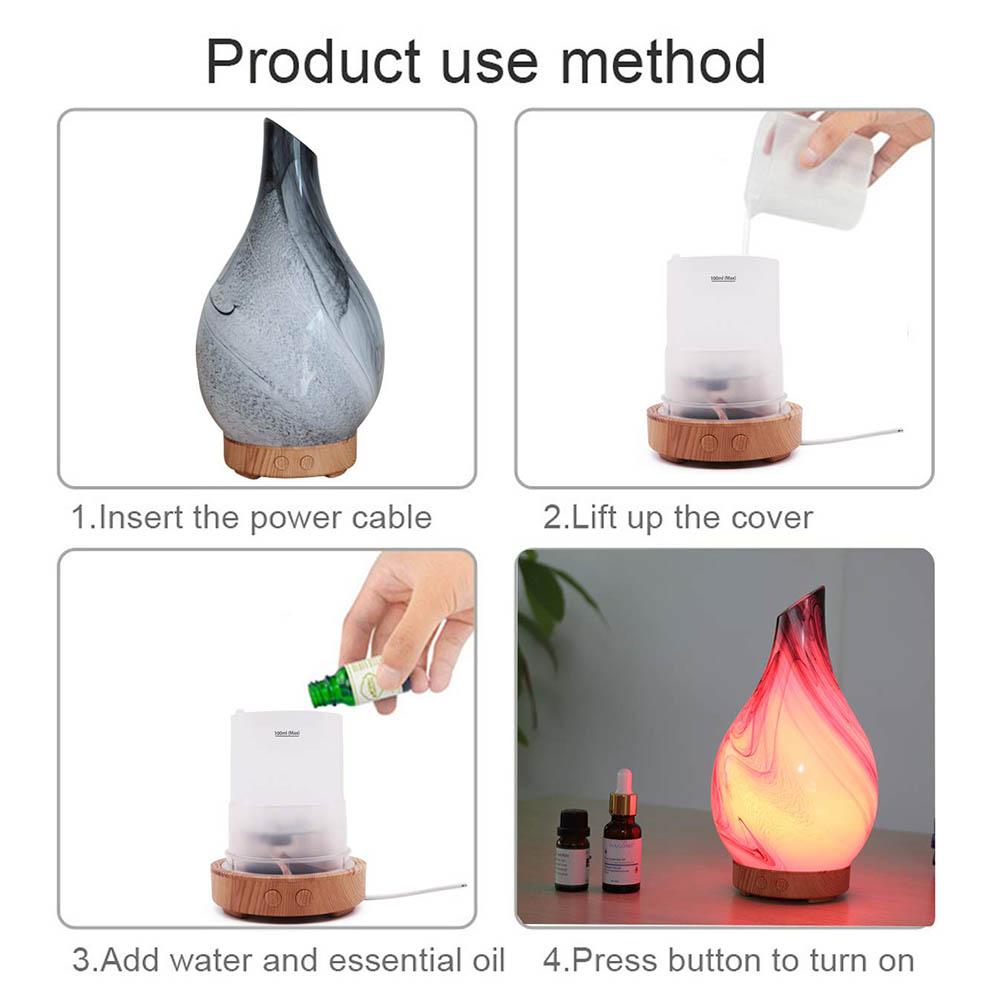 100ml Aromatherapy Ultrasonic Humidifier Wood Grain Essential Oil Diffuser