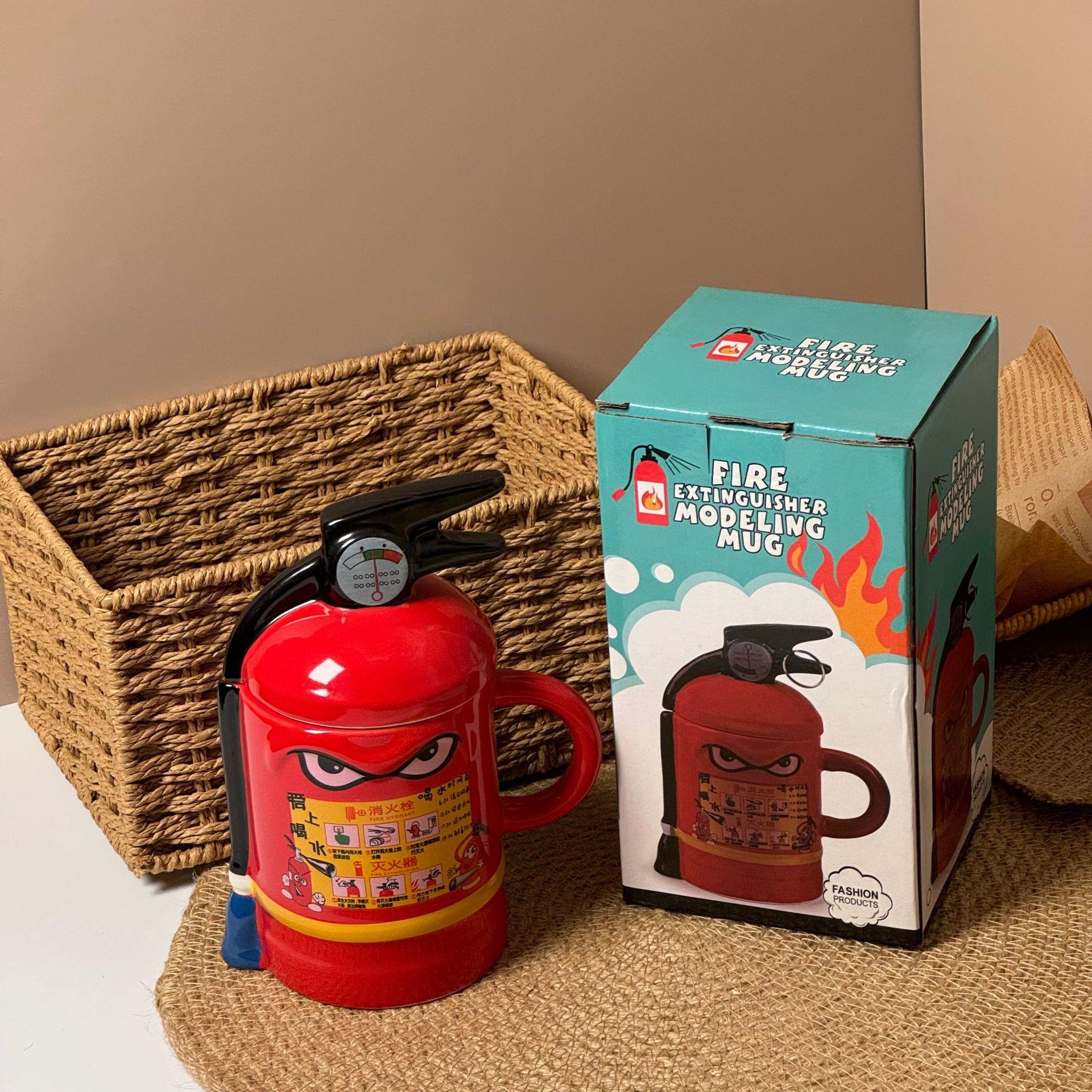 

Fire extinguisher shape mug funny birthday gift ceramic cup design sense personality water cup with lid 401-500ml