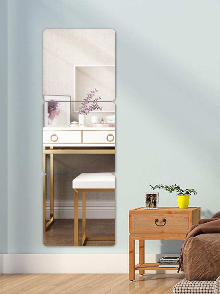 Round Soft Acrylic Wall Sticker Mirror - Self-Adhesive Full Body HD Mirror for Dressing Room